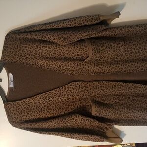 Crazy Train long leopard print cardigan / sweater xl